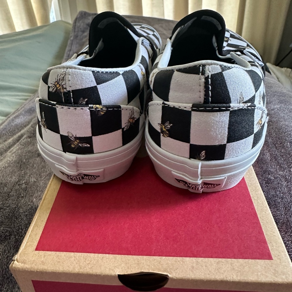 Vans Black and White Checkered Slip-On Sneakers - Picture 3 of 5